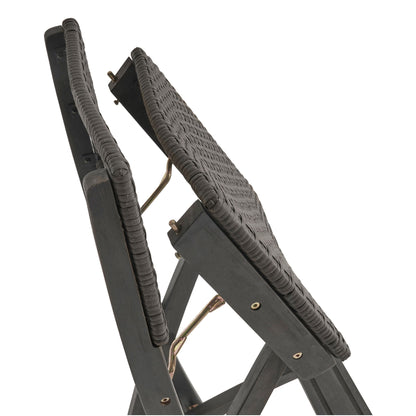 Outdoor Folding Acacia Wood Barstools With Rattan Backrest And Seat