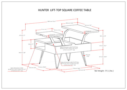 Hunter - Lift Top Square Coffee Table - Natural