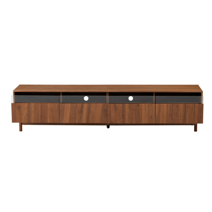 TV Stand, Entertainment Center With Fluted Drawers For Living Room - Walnut