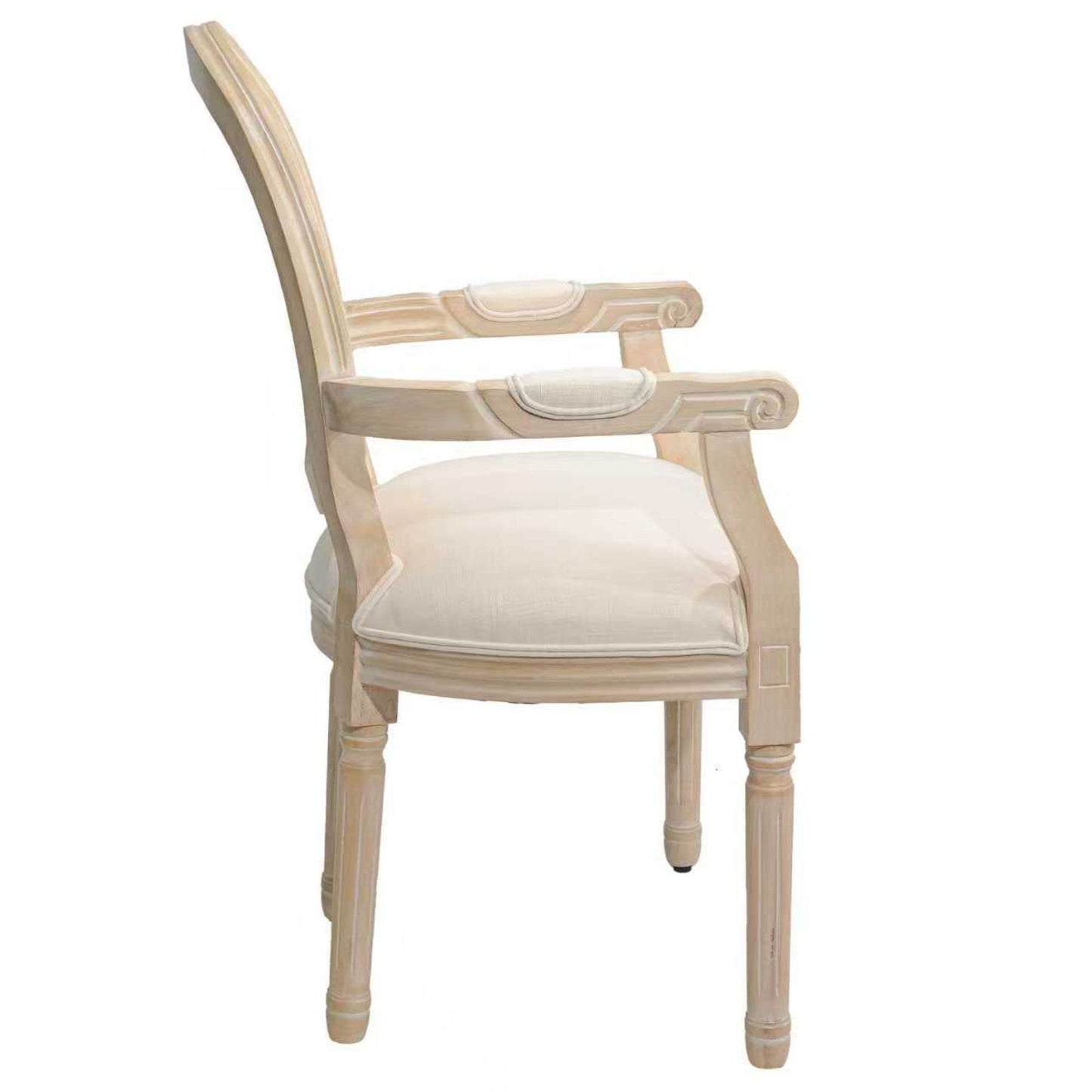 French Vintage Upholstered Fabric Dining Armchair (Set of 2)