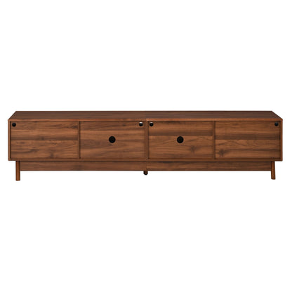 TV Stand With LED Lights And Glass Drawers For Living Room - Walnut