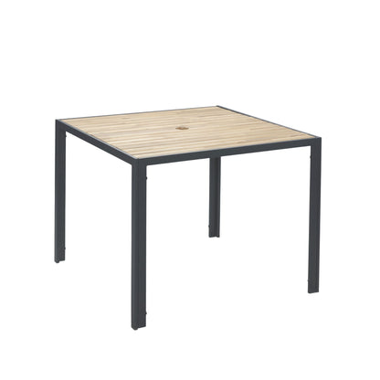 5 Piece Patio Dining Table Set, Acacia Wood Table Top With Umbrella Hole