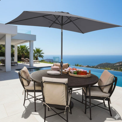 Rectangular Patio Umbrella With Crank Tilt, Polyester UV-Resistant Canopy