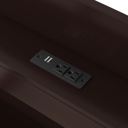 Platform Bed With LED Headboard, Charging Station, Trundle And 2 Drawers