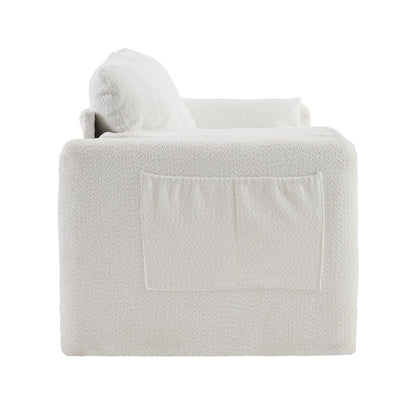 Modern 3 Seater Sofa Chenille Couch Plush Triple Seater Sofa With High Density Foam Cushions, Deep Seat Living Room Couch For Family Room, Apartment & Home Theater - Ivory White