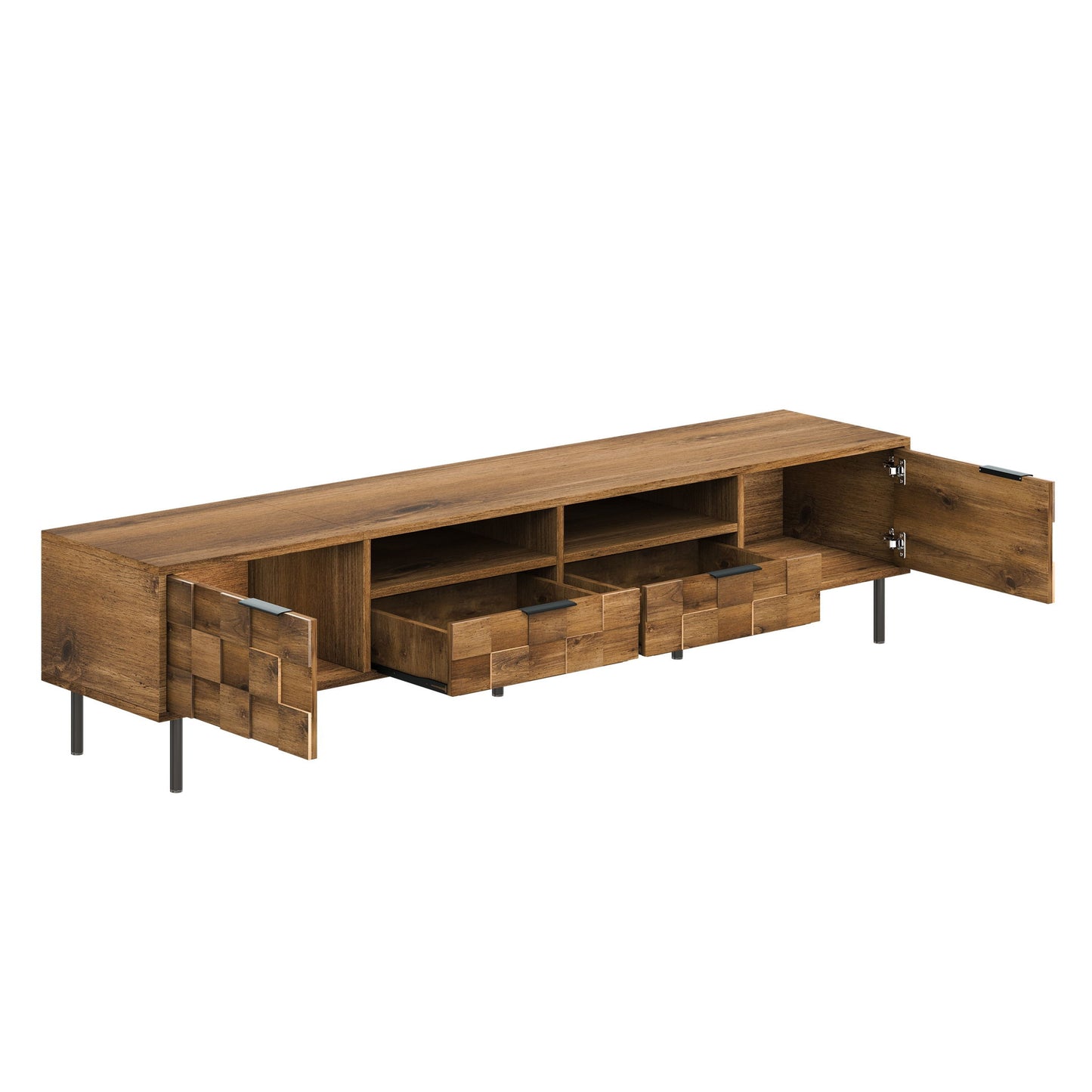 TV Stand With 2 Drawers, Media Console Table, Storage Cabinet With Cable Management