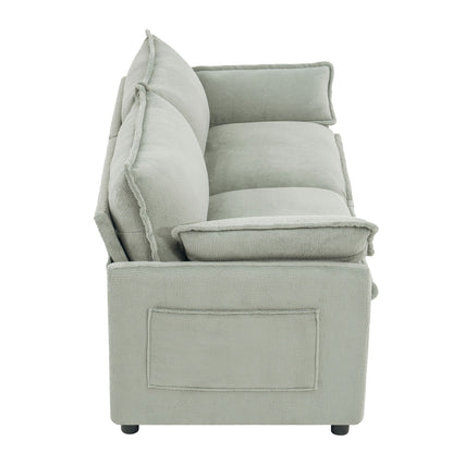 Modern Loveseat Sofa, Upholstered Couch With Side Storage Pockets