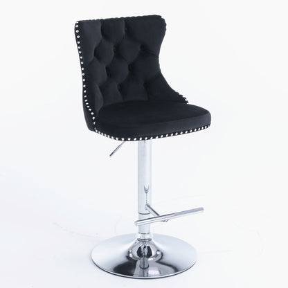Swivel Barstools Adjusatble Seat Height From 25-33", Modern Upholstered Base Bar Stools With Backs Comfortable Tufted For Home Pub And Kitchen Island (Set of 2)
