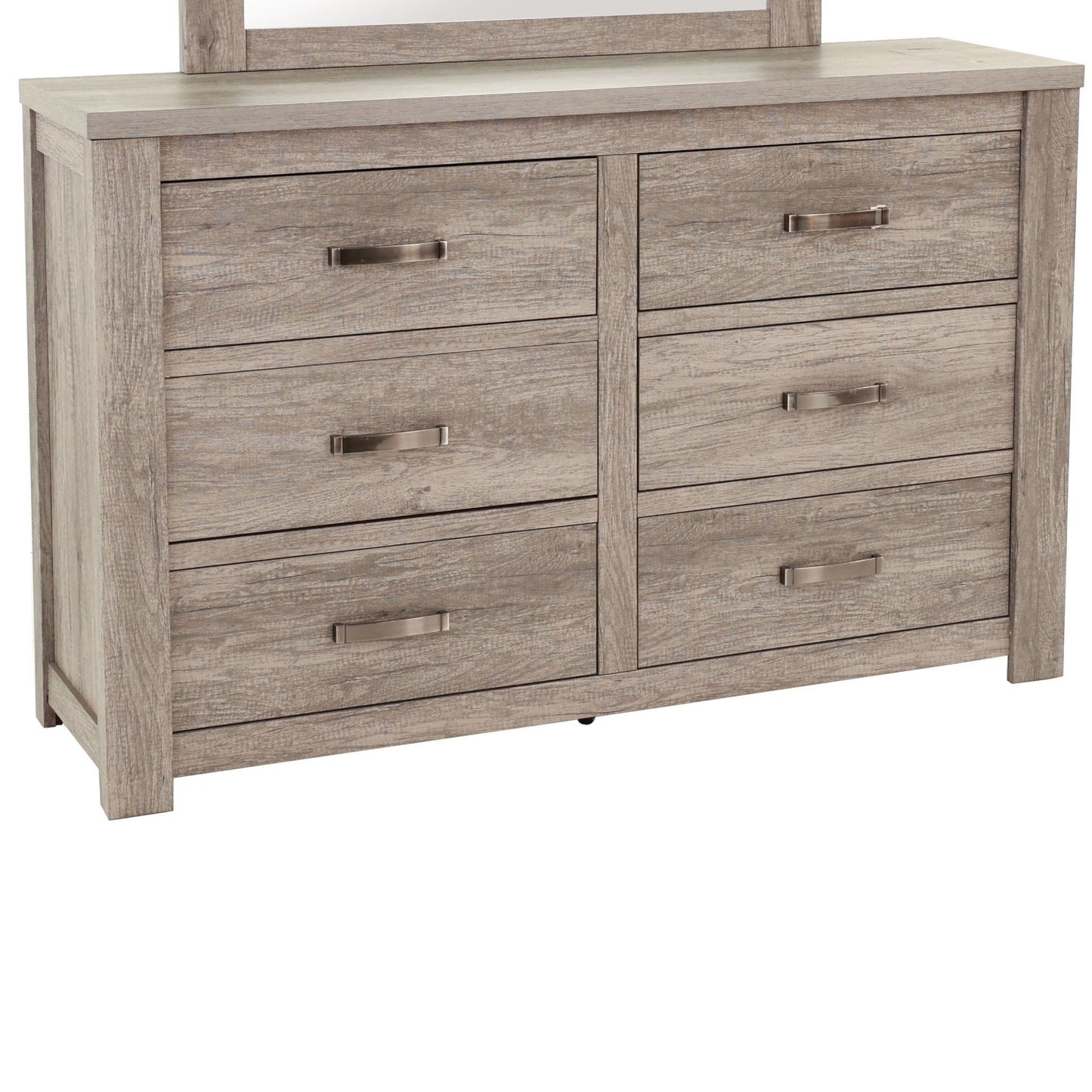 1 Piece Dresser With Handles, 6 Drawers - Light Gray
