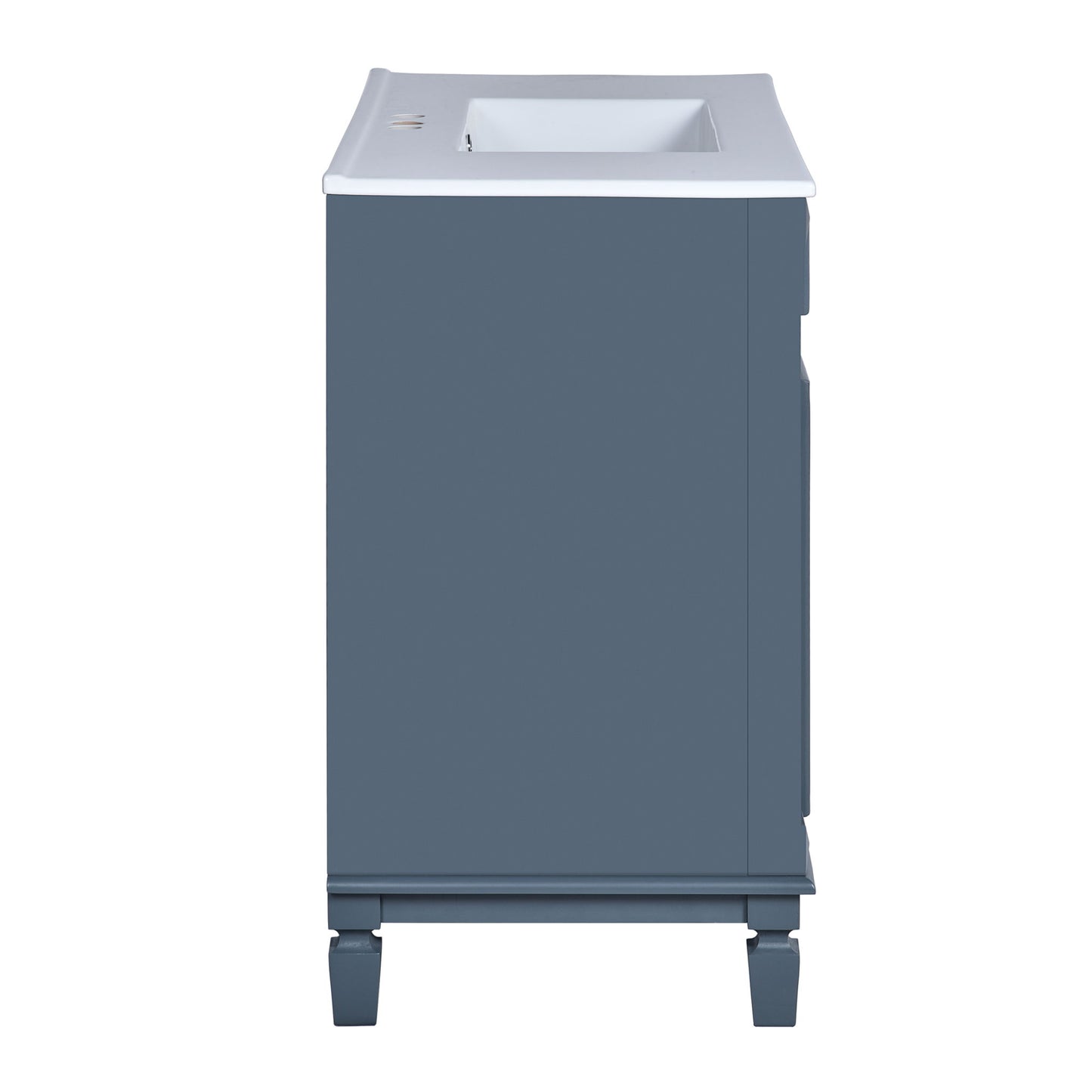 36" Bathroom Vanity With Top Sink, Basin On Cabinet With 2 Soft Closing Doors And 2 Drawers - Blue