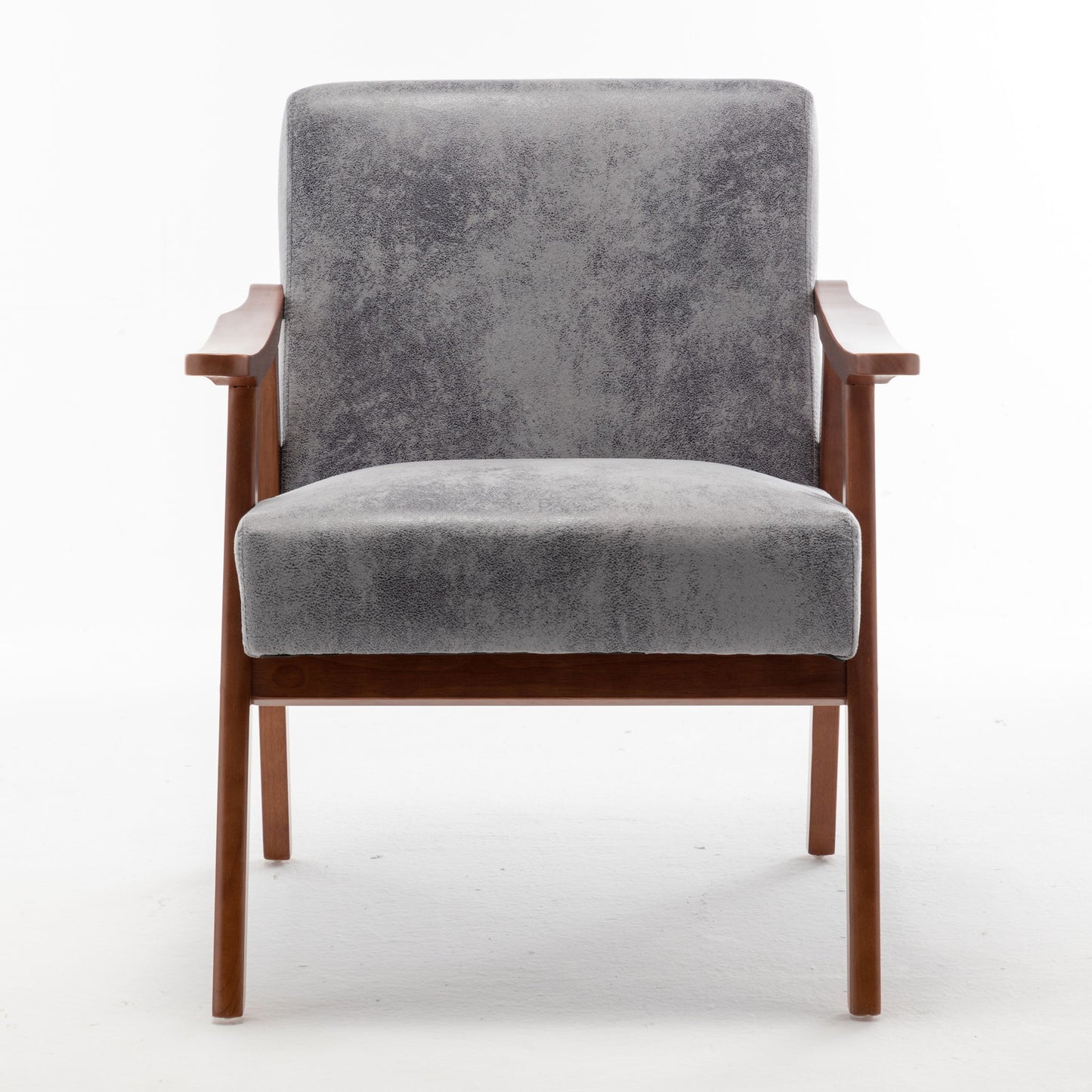Mid Century Modern Accent Chair With Solid Wood Frame And Extra Thick Backrest