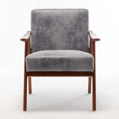 Mid Century Modern Accent Chair With Solid Wood Frame And Extra Thick Backrest