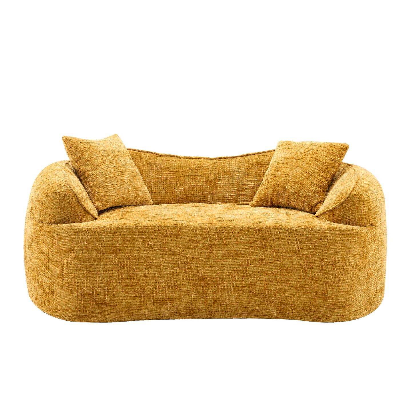 Curved 2 Person Compress Sofa With Armrests, Includes Pillows