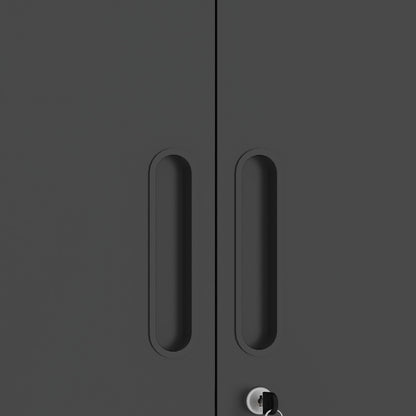 Metal Wall Mounted Tool Storage Cabinet With 2 Locking Doors, Adjustable Shelf, And Drawer
