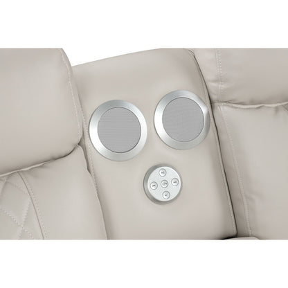 Lacrosse - Power Reclining Sectional Sofa & Bluetooth Speakers, LED Lights, Console Storage, Cup Holders And USB Charging - Beige