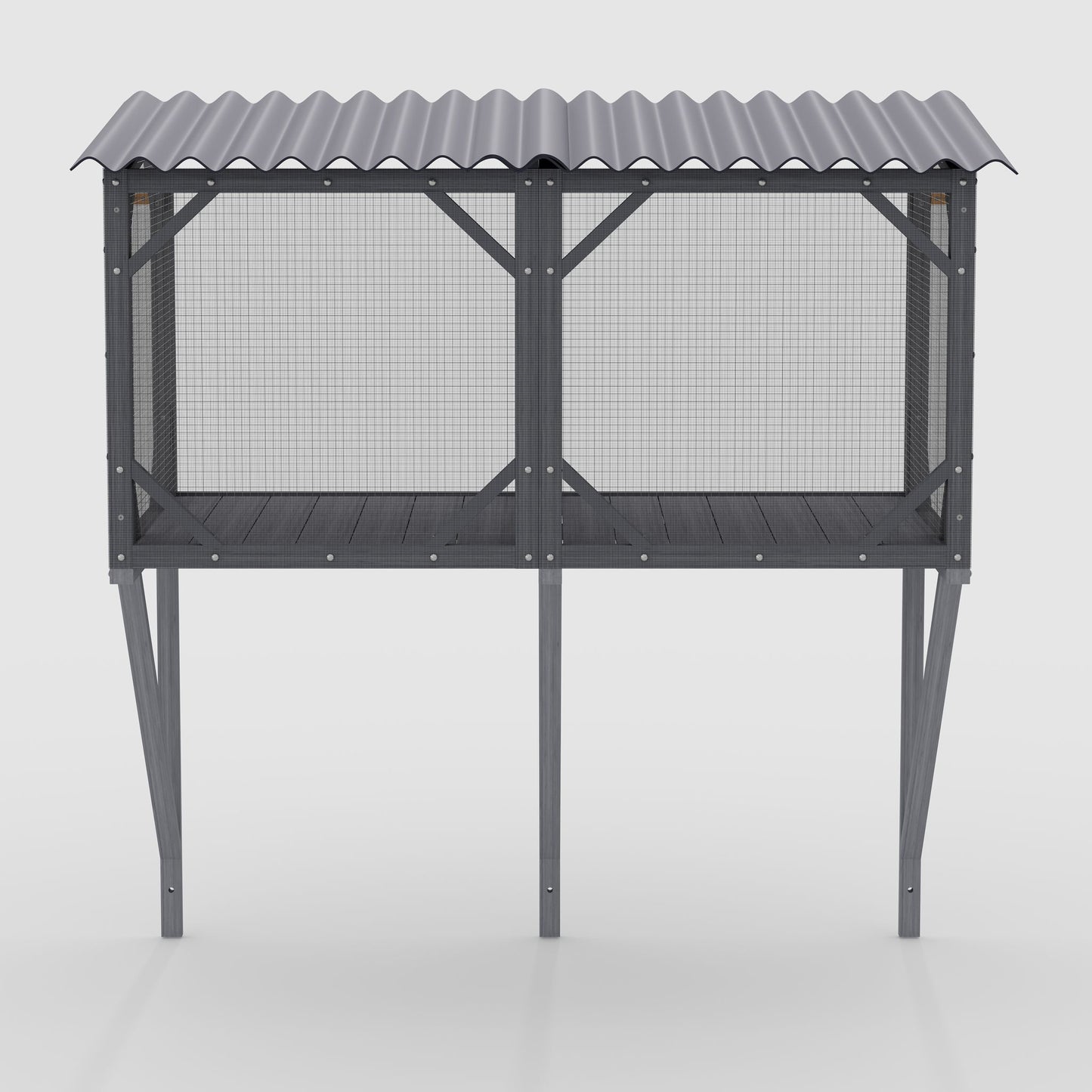 Premium Cat Window Box With Bug Proof Net For Large Indoor Cats Spruce Wood & Polyester - Antique Gray