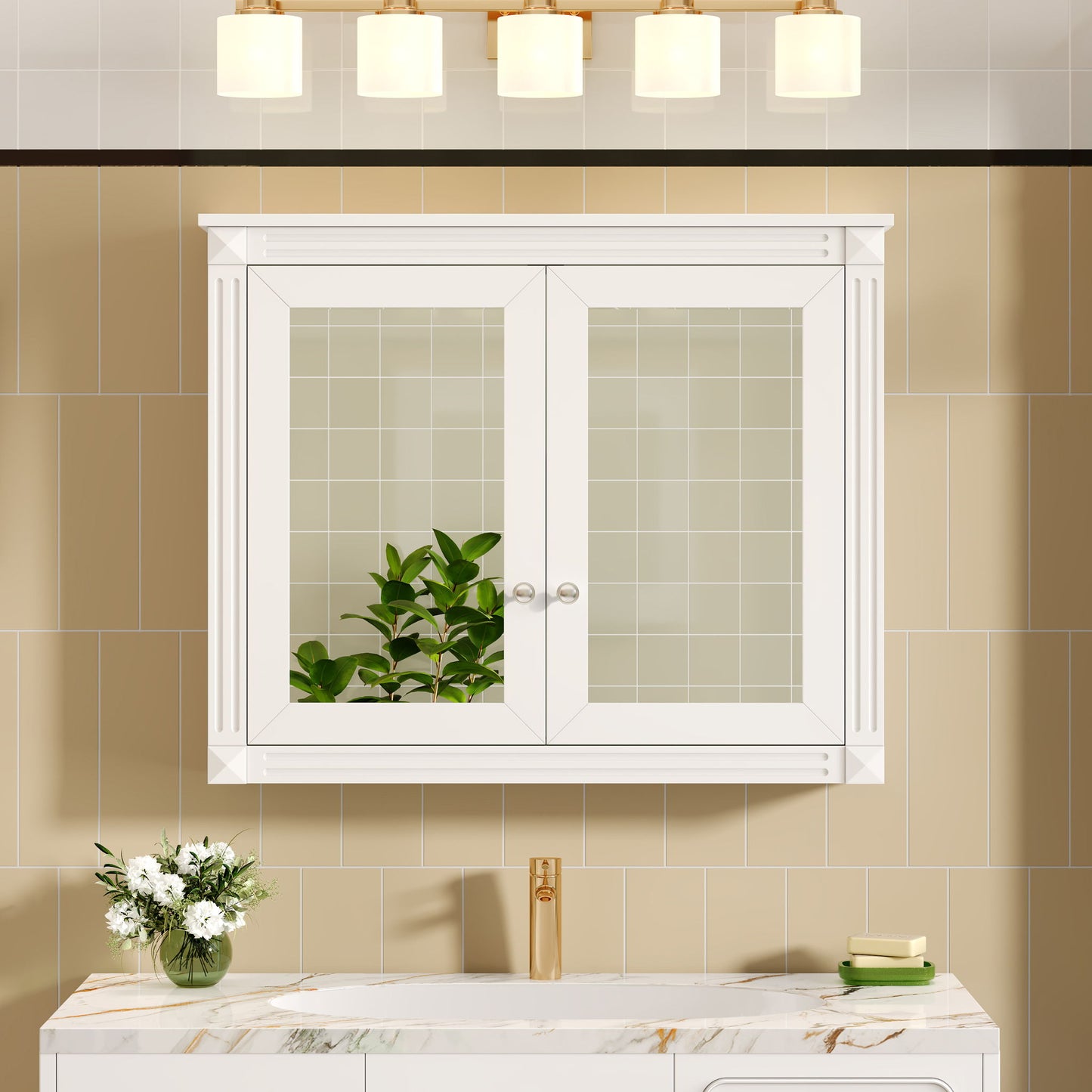 Wall-Mounted Medicine Cabinet With 2 Mirrors, Adjustable Shelves