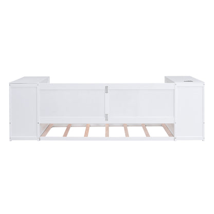 Daybed With Storage Arms, Trundle And Charging Station