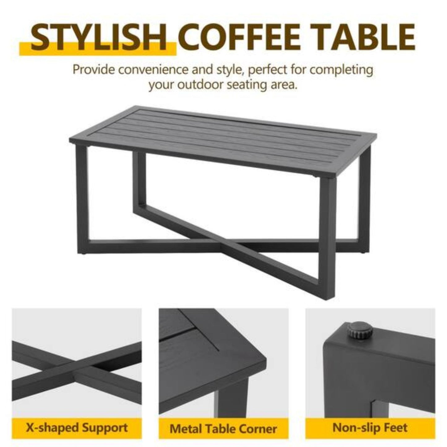 2 Piece Patio Set With Cushions & Coffee Table