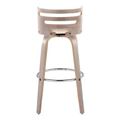Cosini - Mid Century Modern Fixed Height, Barstool With Swivel With Round Footrest (Set of 2)