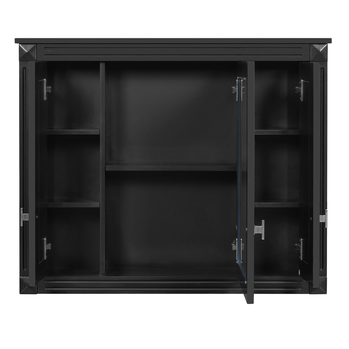 Wall Mounted Bathroom Cabinet With Mirror And 5 Shelves, Rectangular Design