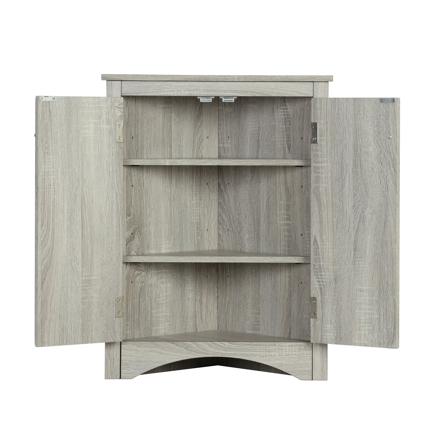 Triangle Bathroom Storage Cabinet With Adjustable Shelves, Freestanding Floor Cabinet - Oak