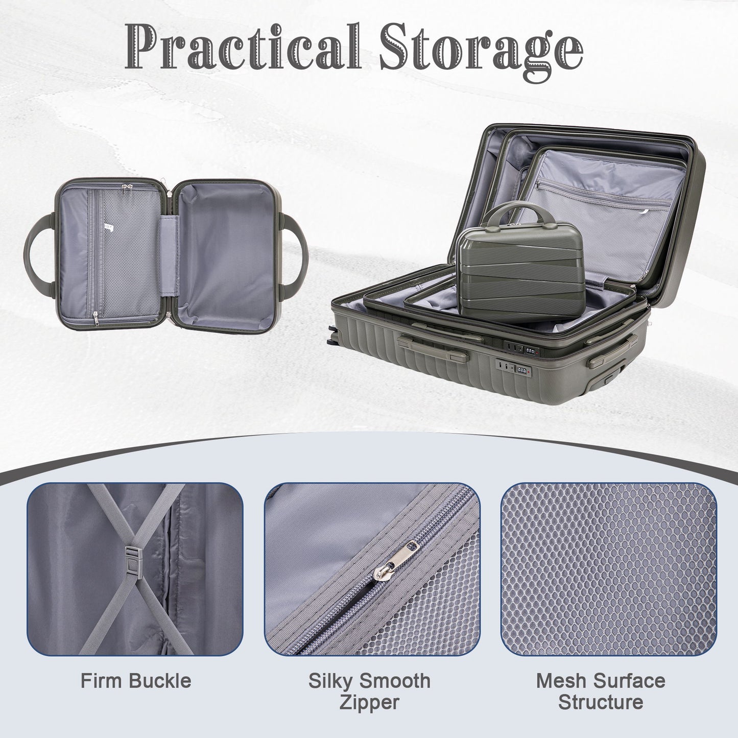 4 Piece Luggage Set, Combination Lock