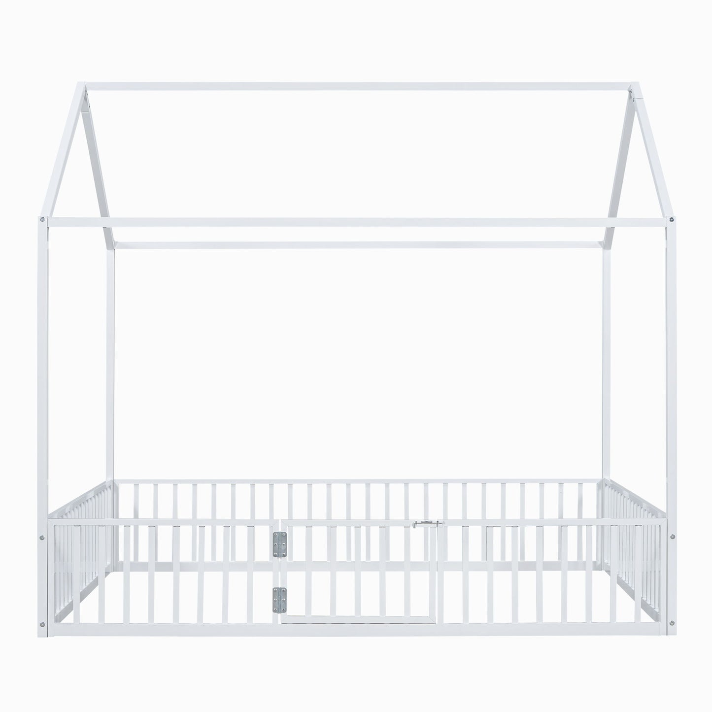 Metal House Bed With Fence And Door