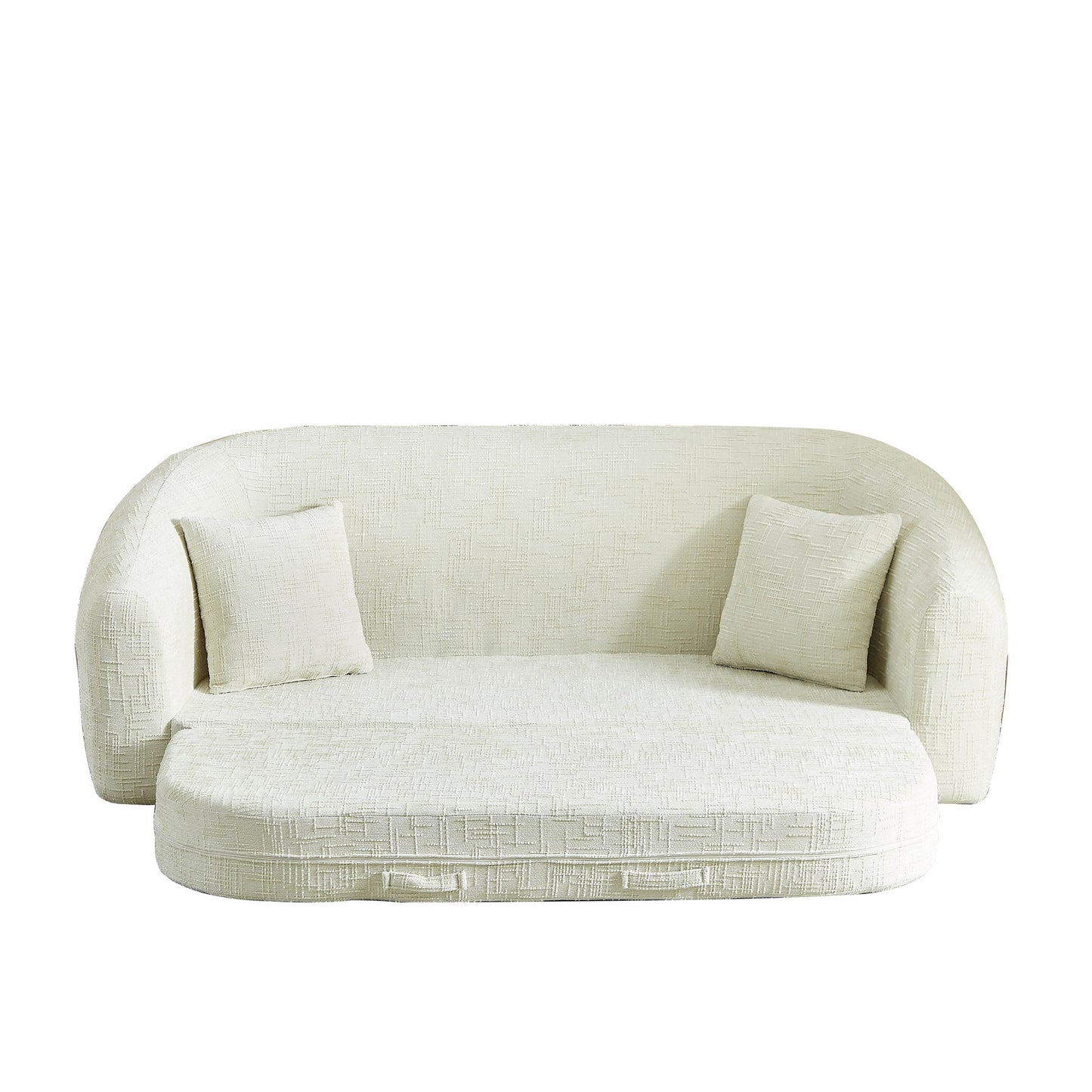 Curved Convertible Sofa, 2 In 1 Fold Out Bed With Pull Out Base And Deep Seat