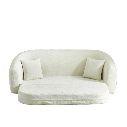 Curved Convertible Sofa, 2 In 1 Fold Out Bed With Pull Out Base And Deep Seat