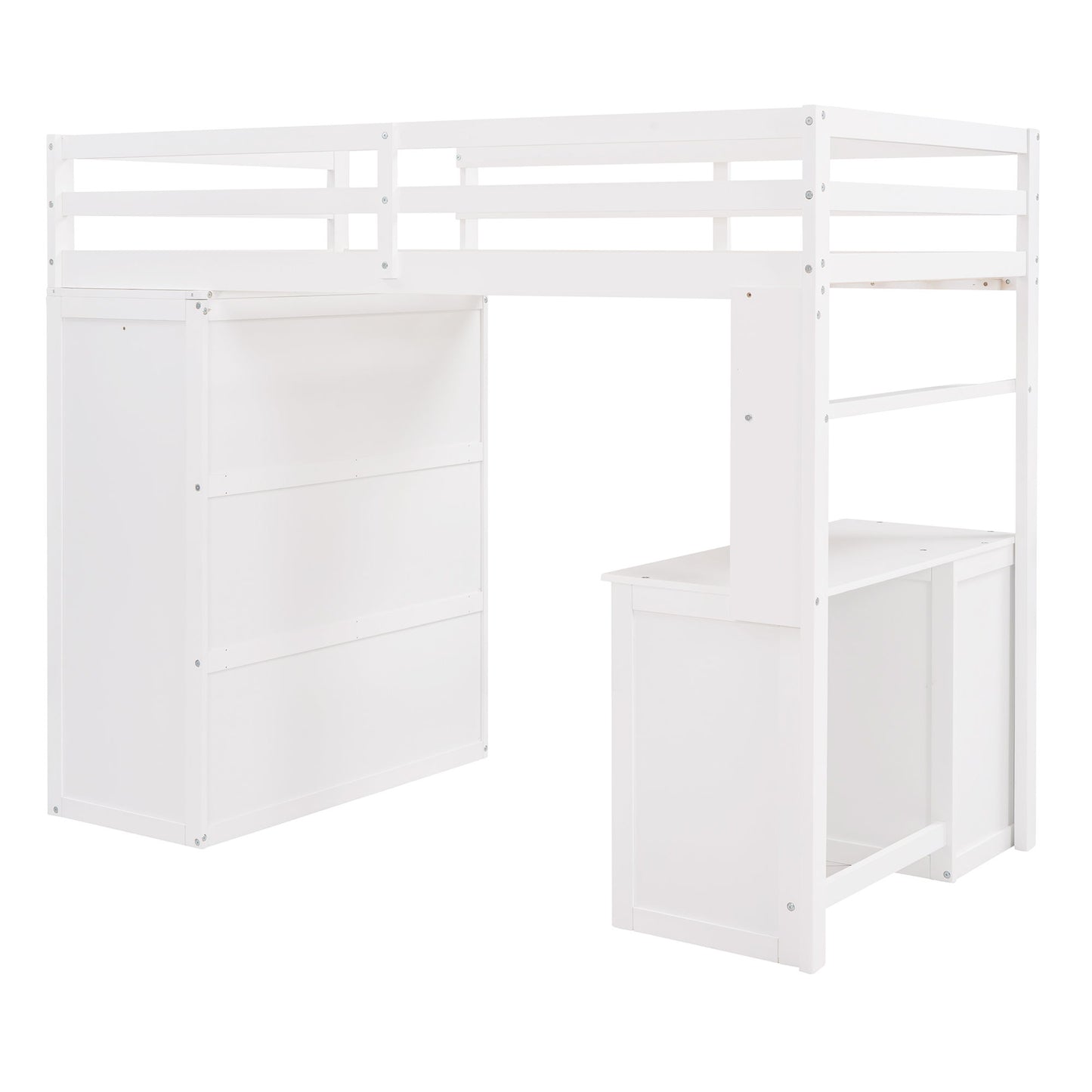Loft Bed With Drawers, Desk, And Wardrobe