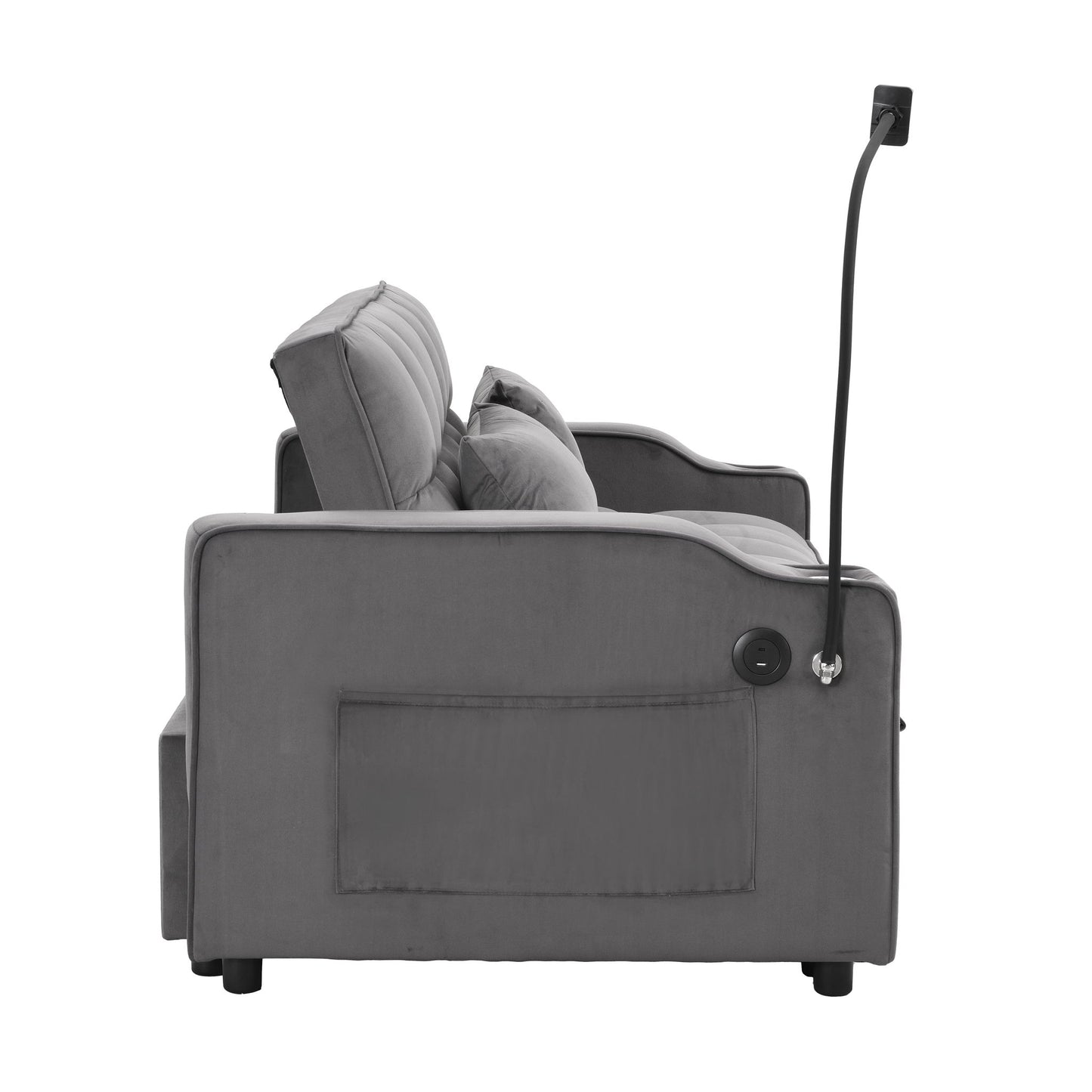 Sofa Bed With Trundle For Small Rooms - Dark Gray