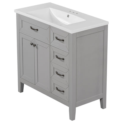 Modern Bathroom Vanity With Sink, Freestanding With Drawers And Doors