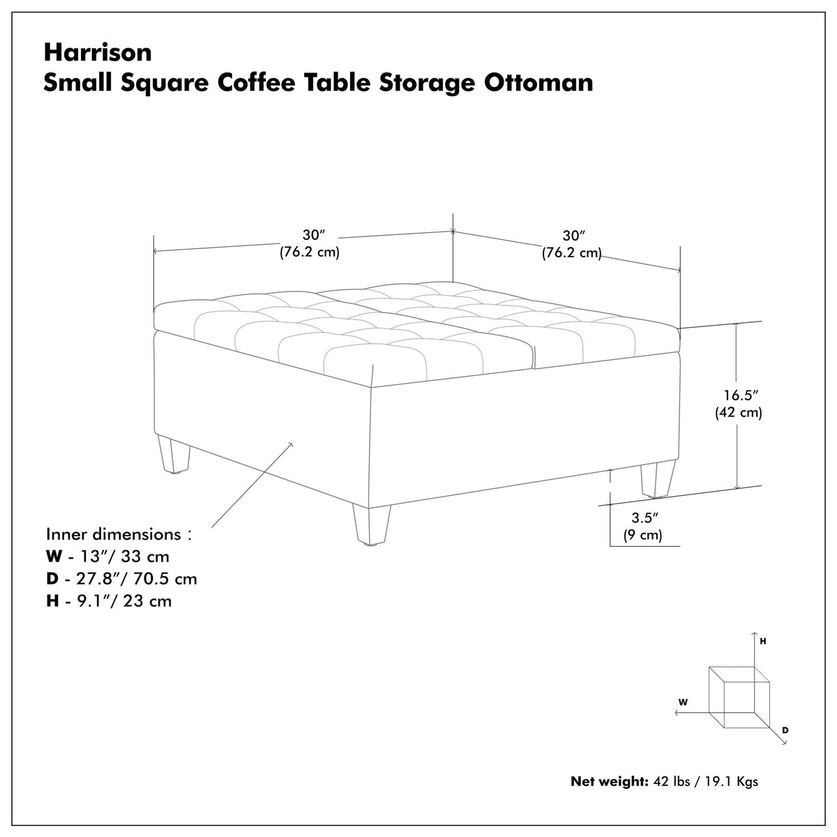 Harrison - Upholstered Coffee Table Storage Ottoman
