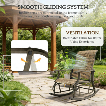 Outdoor Glider Swing Chair With Smooth Motion - Brown / Brown Mix