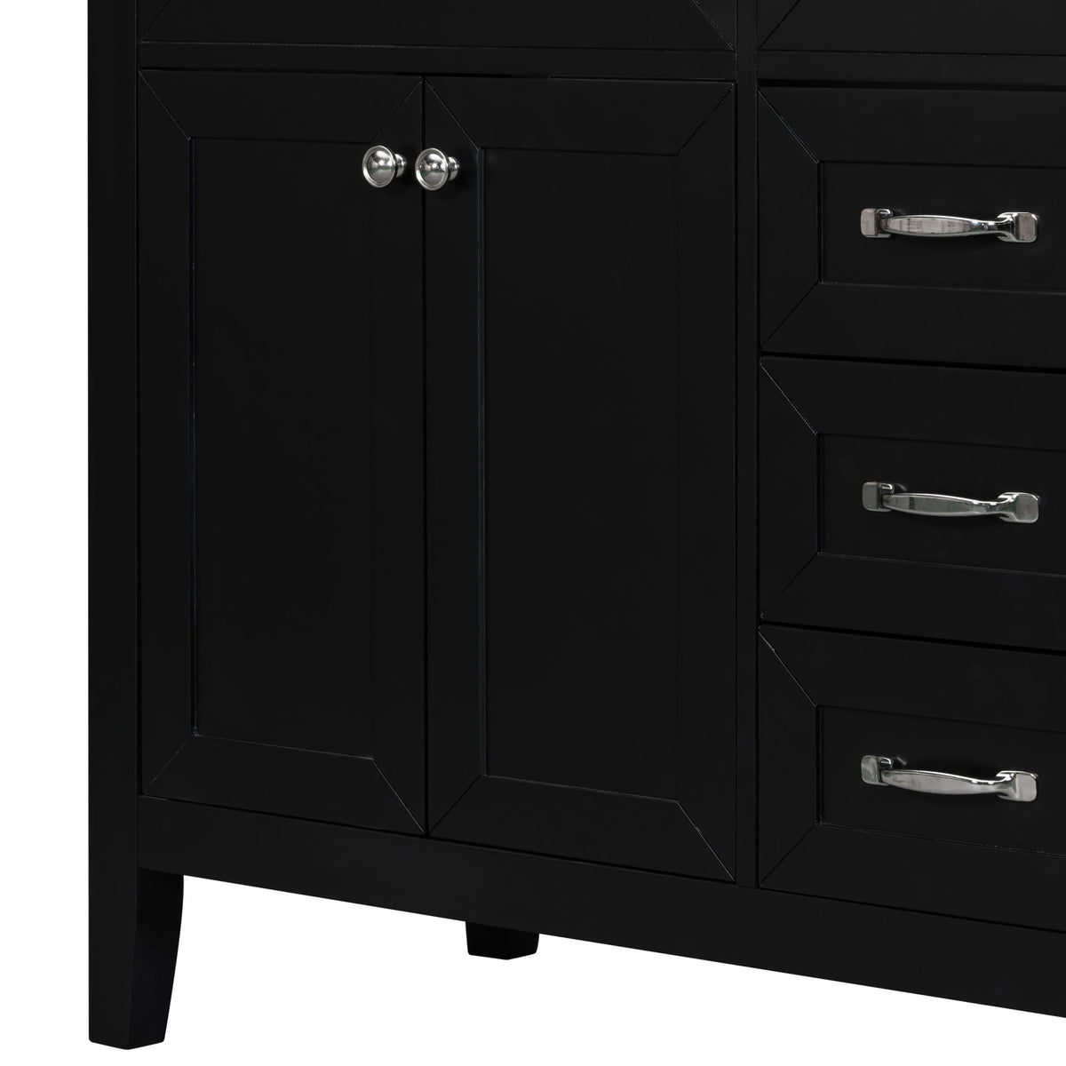 Modern Bathroom Vanity Base Only, 2 Doors And 3 Drawers