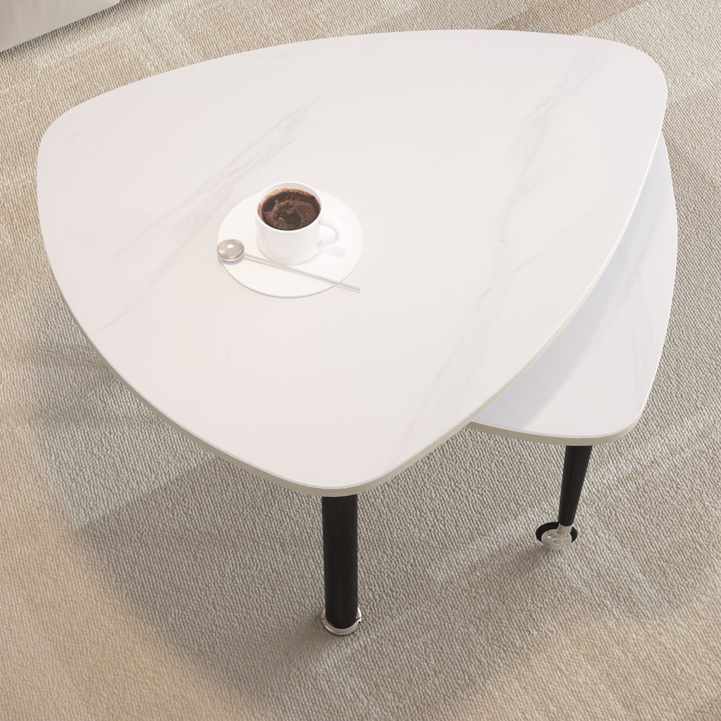 360 Degree Rotatable Coffee Table With Solid Legs
