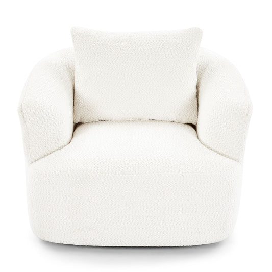 360° Swivel Barrel Sofa Chair With Throw Pillow, Upholstered Accent Chair