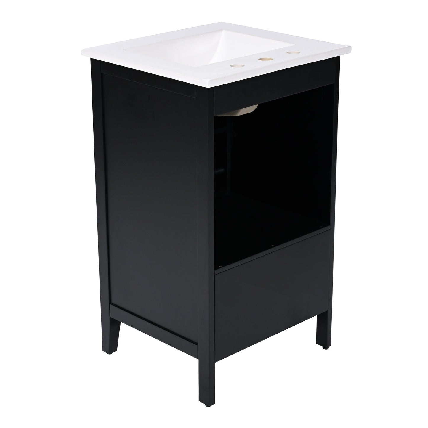 Modern Bathroom Vanity With Sink, Cabinet Storage, Drawer & Adjustable Feet