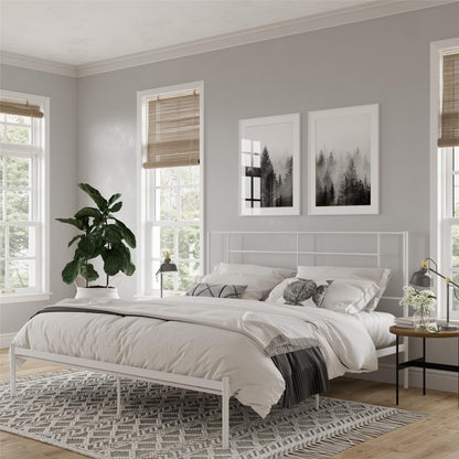 Praxis - King Bed With Simple Headboard - White