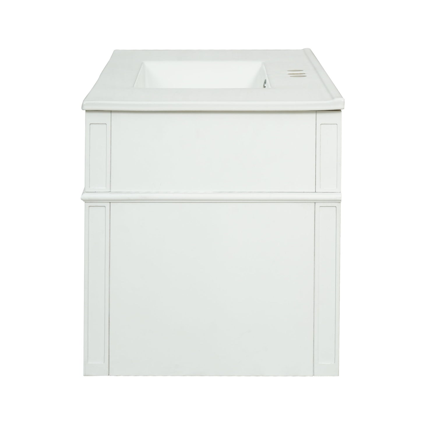 Modern Wall Mounted Floating Cabinet With Double Drawer And Sink