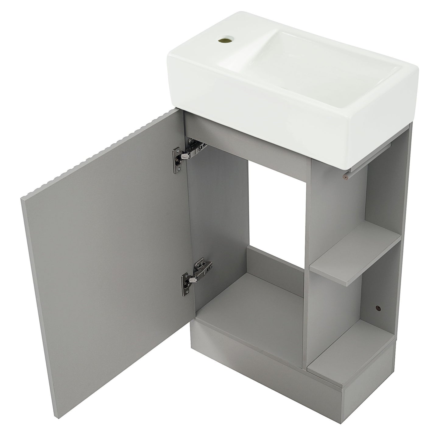 Modern Bathroom Vanity With Sink And 2 Tier Shelf