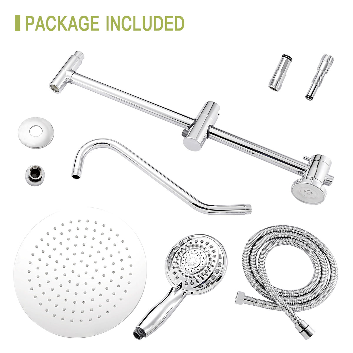 Shower System With 5 Function Rain Hand Shower And Slide Bar Combo