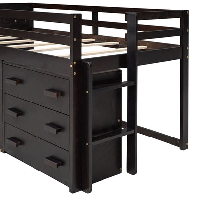 Loft Bed With Cabinet And Shelf