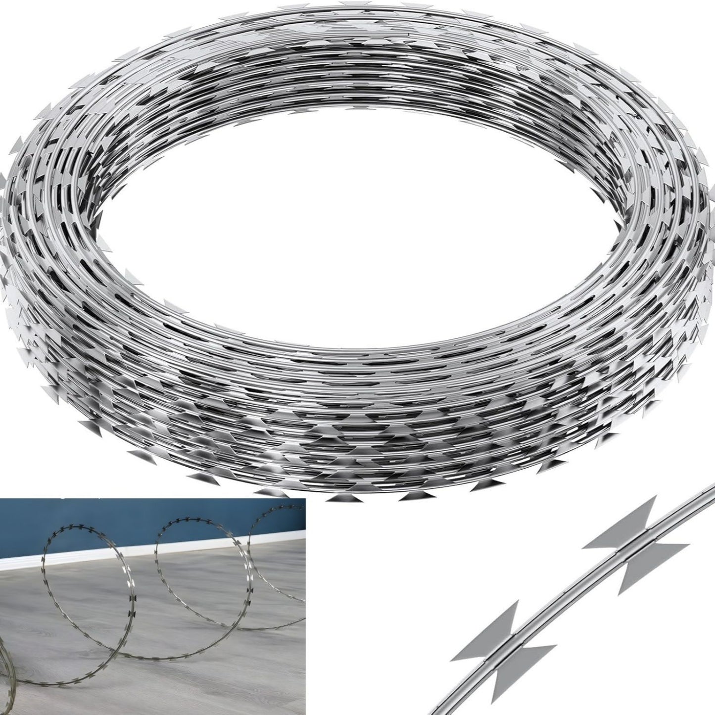 Galvanized Barbed Wire Fence Roll, Security Fencing With Sharp Razor Edges