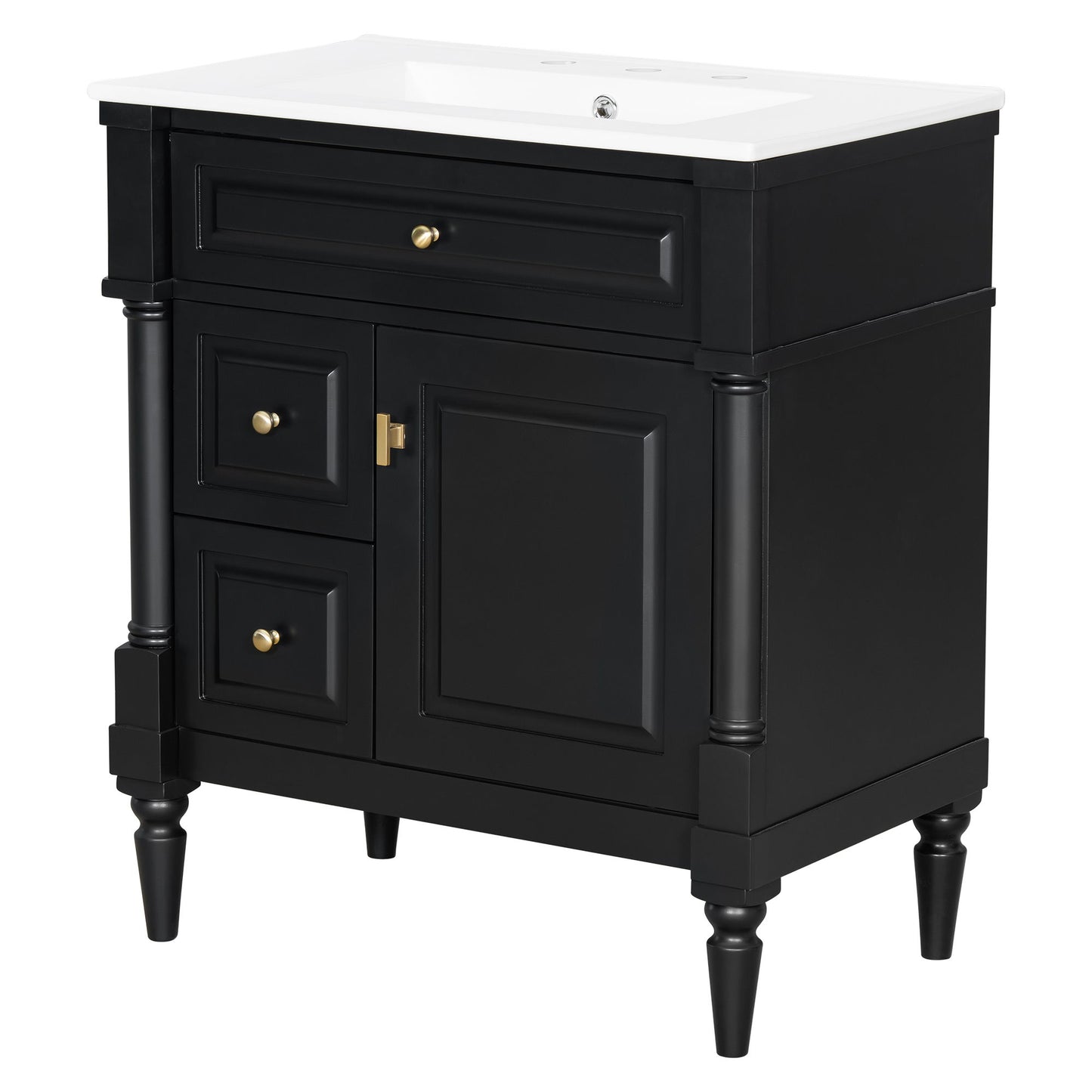 Modern Bathroom Vanity With Sink, Freestanding Cabinet With Flip Drawer & Adjustable Shelf