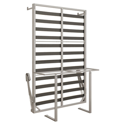 Queen Size Cabinet Wall Bed Mechanism With Desk Panel - Gray