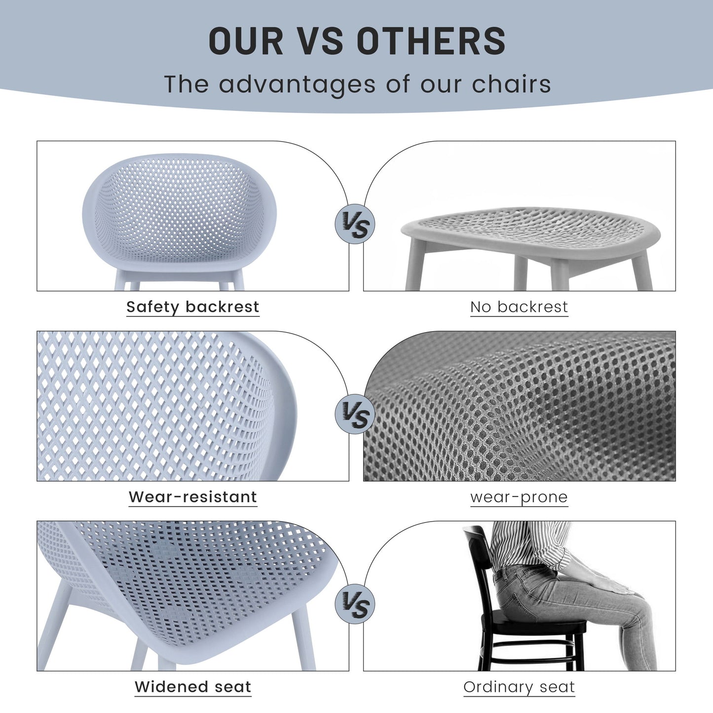 2 Piece Durable Single Chair With Hollow Out Design