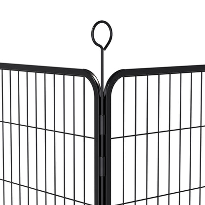 Dog Playpen, 16 Panels Pet Exercise Pen Indoor / Outdoor Fence With Anti Skid Base - Black