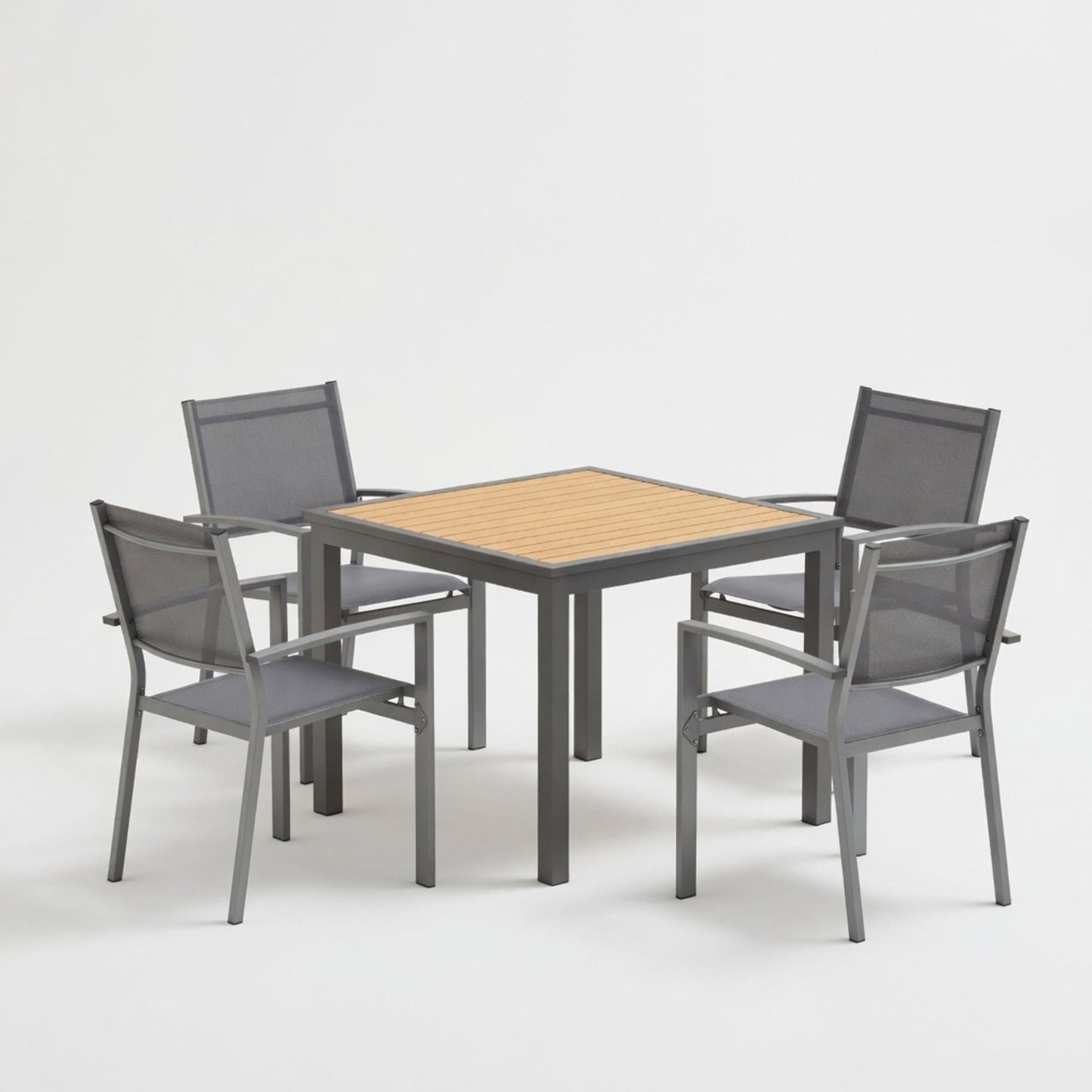 5 Piece Patio Dining Set, Table And Chairs For Outdoor Use - Gray